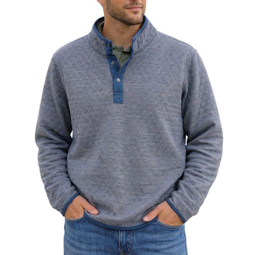 Wilkens Bros blue quilted quarter snap pullover sweater size XL